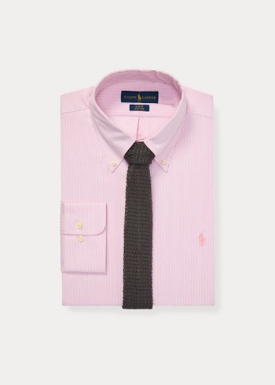 Camisa Oxford Polo Ralph Lauren Hombre Rosas / Blancos - Slim Fit Striped - EHSYF5093